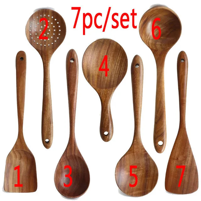 Kitchen Sets Wooden Kitchen Utensils Cooking Wooden Spoons Wooden Spoons Soup Utensils Kitchen Cooking Sets Cooking Gifts