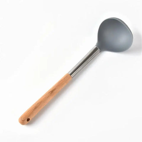 Frying Shovel Silicone Non-slip Anti-scalding Hanging Hole Wooden Handle Kitchen Utensils Duck Tongue Shovel Food Grade Spatula