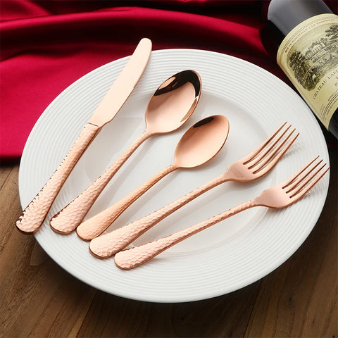 5Pcs Stainless Steel Dinnerware Set Western Flatware Dinner Knife Fork Spoon Cutlery Set Steak Tableware Restaurant Food Server