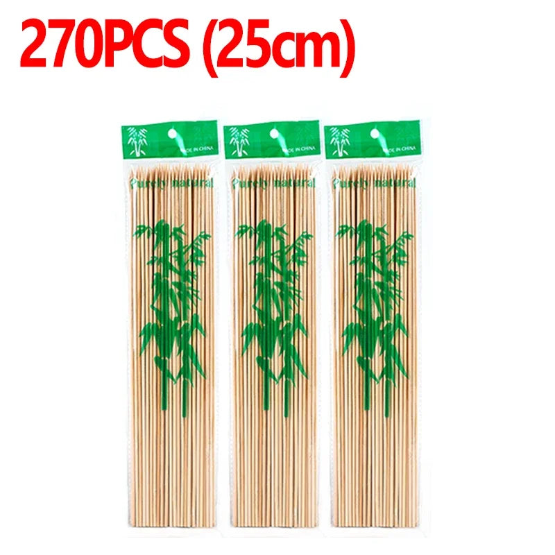 90/270pcs Disposable Bamboo Stick Food Grade Bamboo Skewer Sticks Natural Wood Sticks for Barbecue Party Buffet Food BBQ Tools