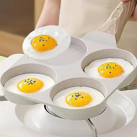 Multi Functional 4 Hole Frying Pan Non Stick Breakfast Burger Egg Pancake Maker Medical Stone Four Hole Omelet Pan