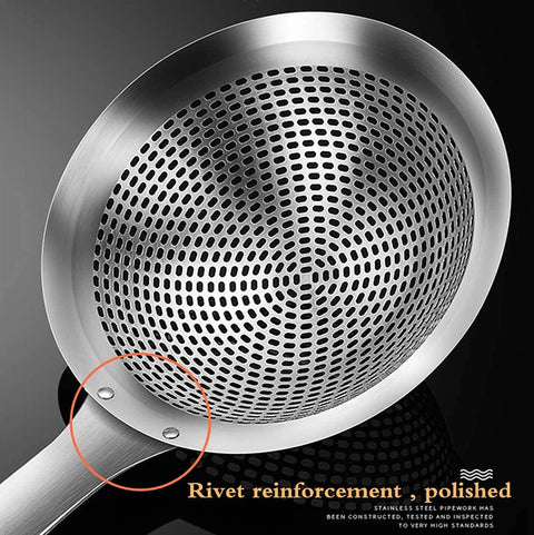 304 Stainless Steel Strainer Colander for Cooking & Frying, Skimmer Sieve with Long Handle, Kitchen Tools