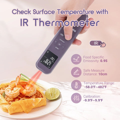 INKBIRD Handige IHT-1M 3-In-1 Multifunctional Food Thermometer Handy Meat with IR Detector Timer For Cooking Kookwekker Voor