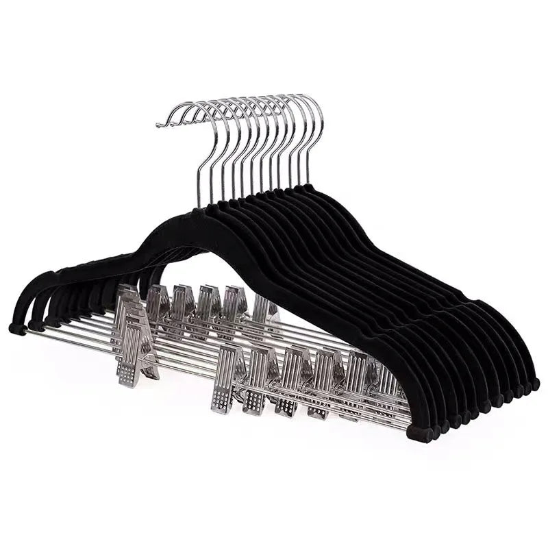 Non Slip Clothes Hanger Space Saving Felt Hangers for Clothing Heavy Duty Black Velvet Hangers for Coats Pants  Dress Clothes