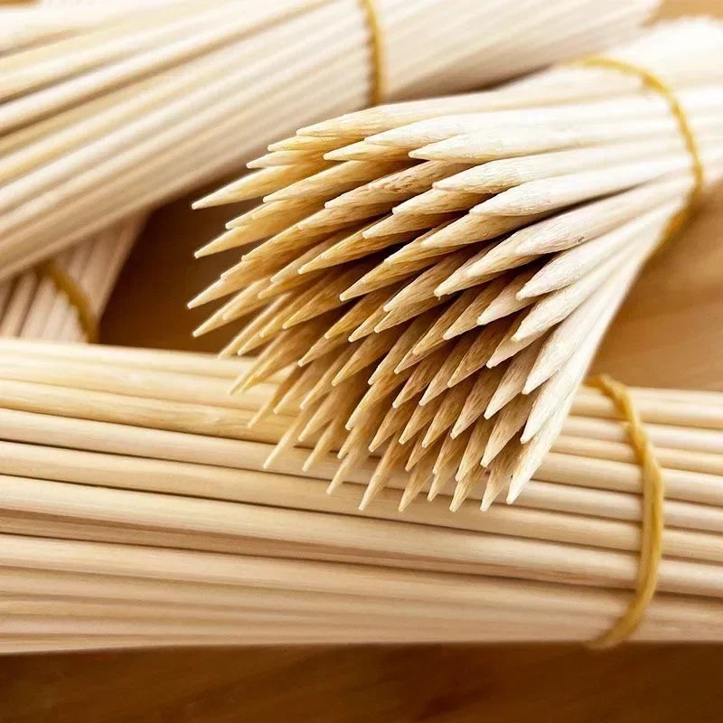 90/270pcs Disposable Bamboo Stick Food Grade Bamboo Skewer Sticks Natural Wood Sticks for Barbecue Party Buffet Food BBQ Tools