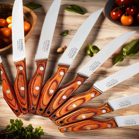 Mahogany Steak Knife Smooth Wide Handle Stainless Steel Household Steak Knife Serrated Hotel Knife Kitchen Fruit Knives To Steak