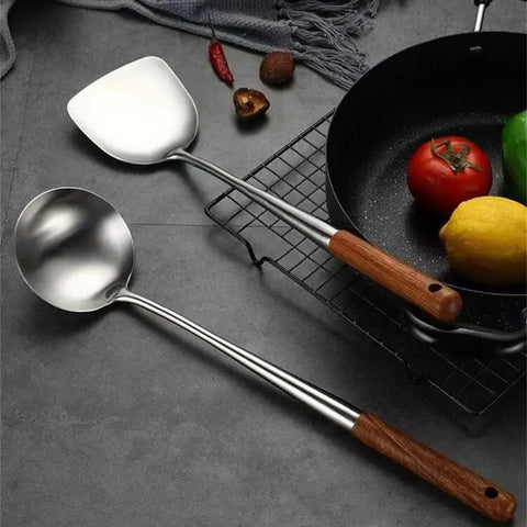 1~8PCS Kitchen Utensils Wok Spatula Iron and Ladle Tool Set Spatula for Stainless Steel Cooking Equpment Kitchen Accessories