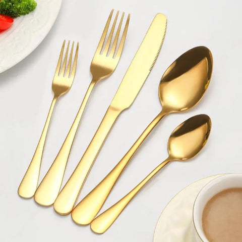 Flatware Sets Gold Silver Stainless Steel Food Grade Silverware Cutlery Set Utensils Include Knife Fork Spoon Teaspoon ni127