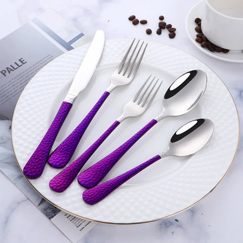 5Pcs Stainless Steel Dinnerware Set Western Flatware Dinner Knife Fork Spoon Cutlery Set Steak Tableware Restaurant Food Server