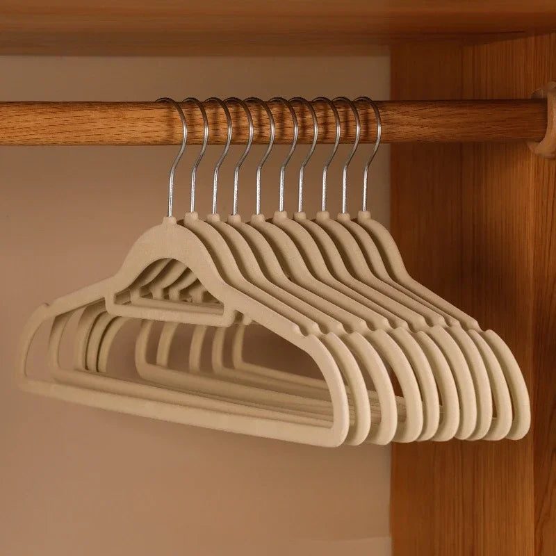 10pcs High-end Velvet Anti Slip Hangers To Save Space Wardrobe Organizer for Organizing Special Hanging Clothes for Household