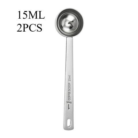 2Pcs Coffee Scoops Stainless Steel Measuring Coffee Spoon Long Handle Dosing Scoop with Scale Home Kitchen Cafe Use Easy Clean