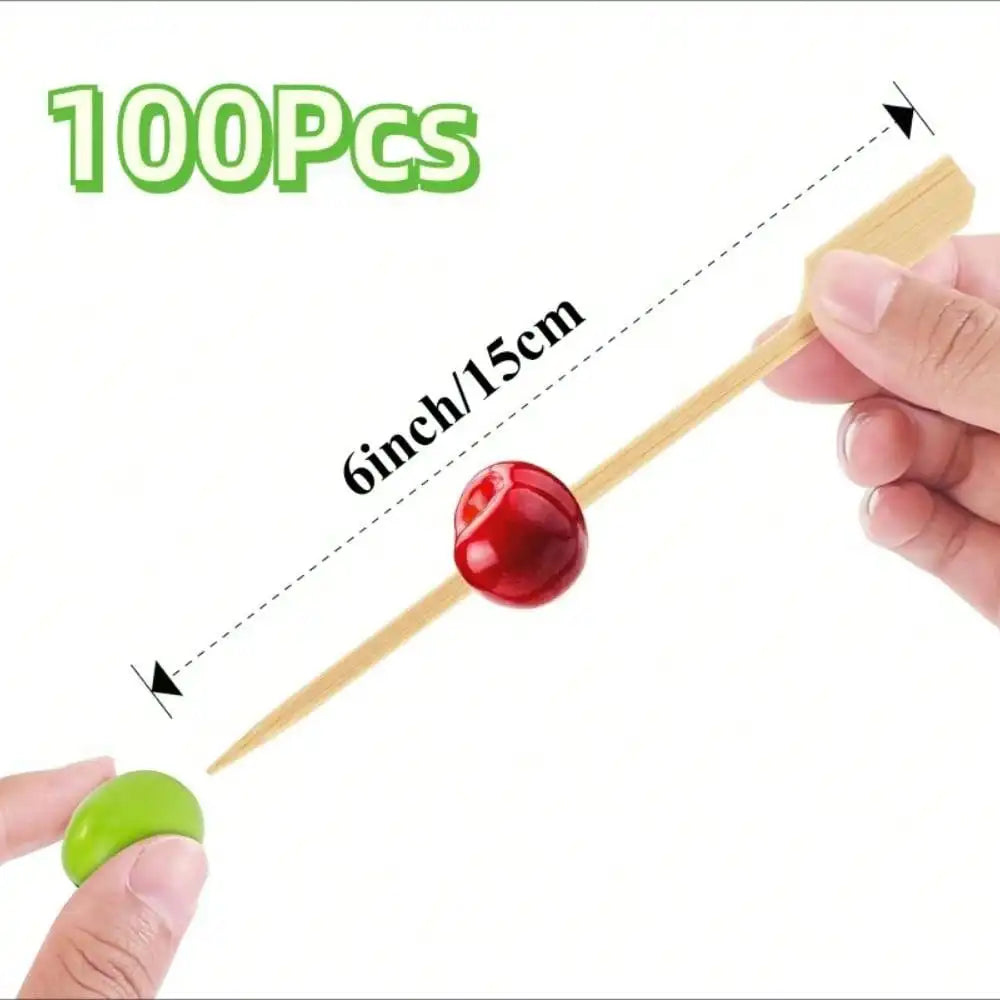 Cocktail Picks Bamboo Skewers For Appetizers, Paddle Wooden Skewers Fancy Flat Toothpicks Bamboo Sticks For Party Sandwich Fruit