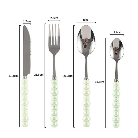 Ceramic Pearl Handle Cutlery Set  Knife Fork Spoon Creative Cute Soup Spoon Western Food Steak Knife Spoon and Fork Set