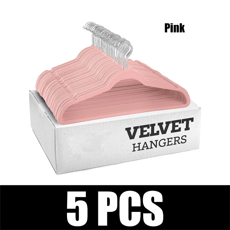 10/5PCS Gray Wrinkle Resistant Adult Plastic Coat Hanging Flocking Multi-Functional Anti-Skid Hanger 45cm Magic Hanger