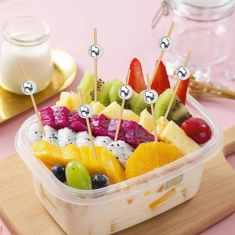 50Pcs Disposable Bamboo Food Fruit Toothpick Cute Bear Flamingo Buffet Cake Dessert Fork Stick for Wedding Birthday Party Decor