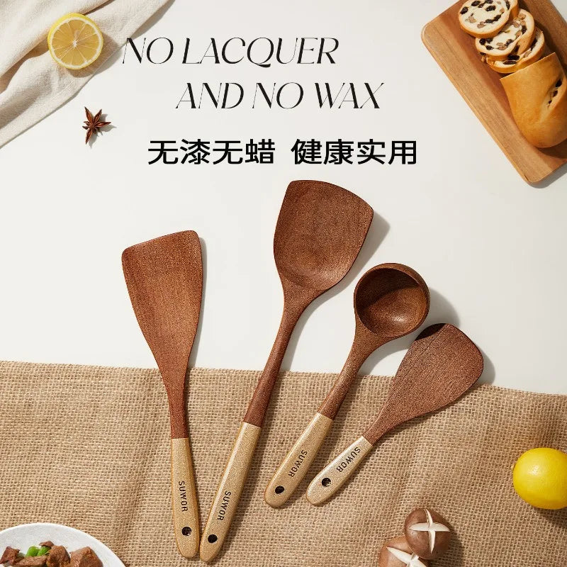 Kitchen Cooking Utensils Ebony Spatula Spoon Non Stick Pan Special Stir Fry Shovel High Temperature Resistant Wooden Spatula