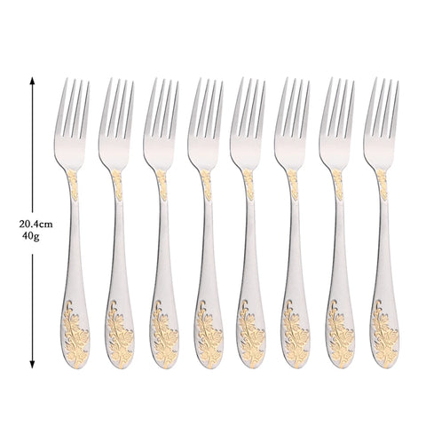 Vintage Western 8/32Pcs Gold Flatware Cutlery Dining Knife Fork Teaspoon Set Luxury Dinnerware Engraving Tableware Utensils Set