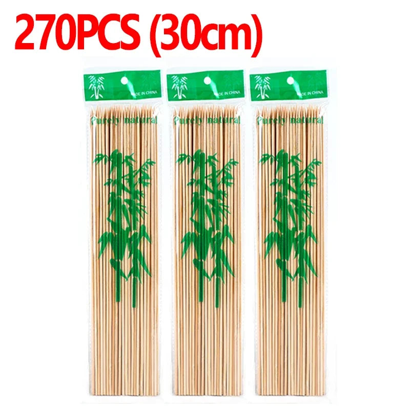 90/270pcs Disposable Bamboo Stick Food Grade Bamboo Skewer Sticks Natural Wood Sticks for Barbecue Party Buffet Food BBQ Tools