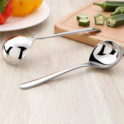 Feel Comfortable Small Spoon Household Stainless Steel Ladle Tableware Thickened Material Round Spoon Long Handle Porridge Spoon