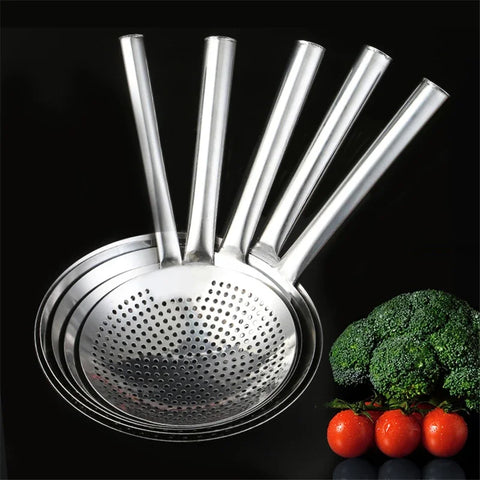 Wooden handle colander spoon cooker fried kitchen Large Big Mesh Strainer Cookware Oil Strainer Flour Sifter Colander wok