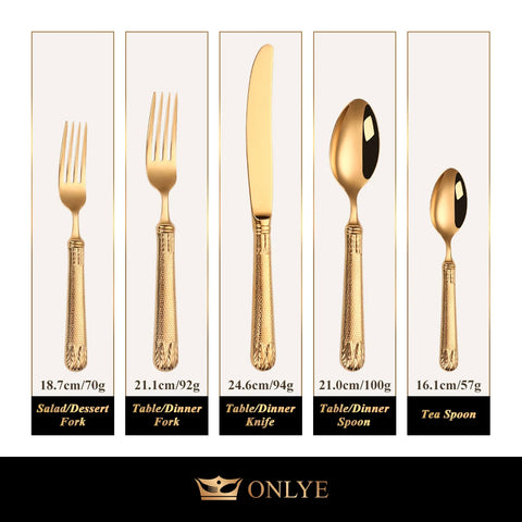 30 Piece Silverware Set Service for 6 Black Gold Premium Stainless Steel Flatware Luxury Golden Mirror Polished Cutlery 30 pcs