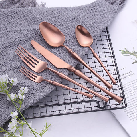 10/15/20/25/30Pcs Gold Tableware Dinnerware Stainless Steel Cutlery Set Sliver Knife Fork Spoon Set Kitchen Utensils Flateware