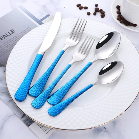 5Pcs Stainless Steel Dinnerware Set Western Flatware Dinner Knife Fork Spoon Cutlery Set Steak Tableware Restaurant Food Server