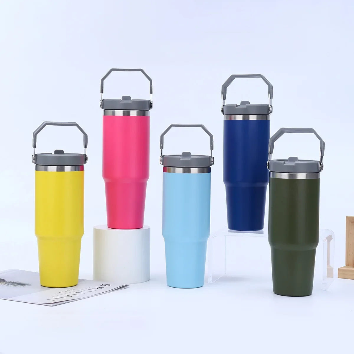 Large Capacity Stainless Steel Vacuum Insulated Thermos with Straw Portable High Aesthetic Value Handheld Car Cup Ice King