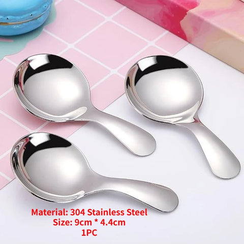 1PC Cute Stainless Steel Spoon Short Handle Gold Ice Cream Tea Coffee Spoon Kids Spoon Kitchen Condiment Spice Scoop