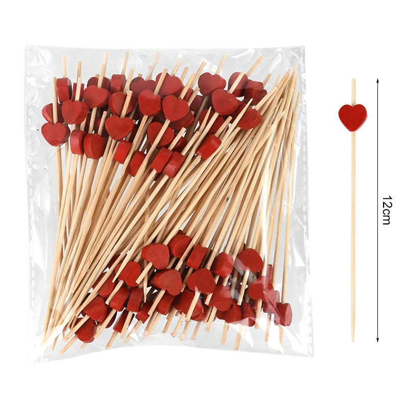 100pcs Disposable Bamboo Food Fruit Toothpick Cute Bear Flamingo Buffet Cake Dessert Fork Stick for Wedding Birthday Party Decor