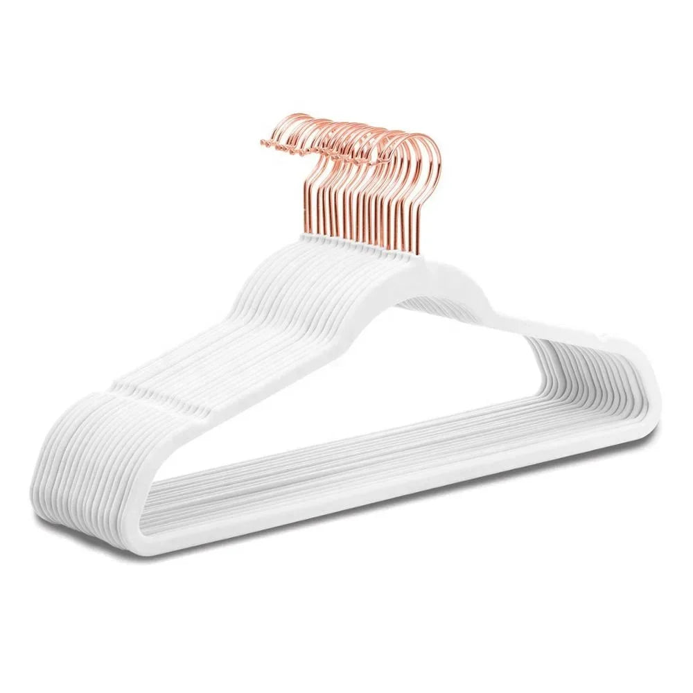 10PCS Back to School Velvet Hangers Non-Slip Suit Clothes Hangers Pack Rose Gold Hooks Space Saving Clothes Hangers Heavyduty