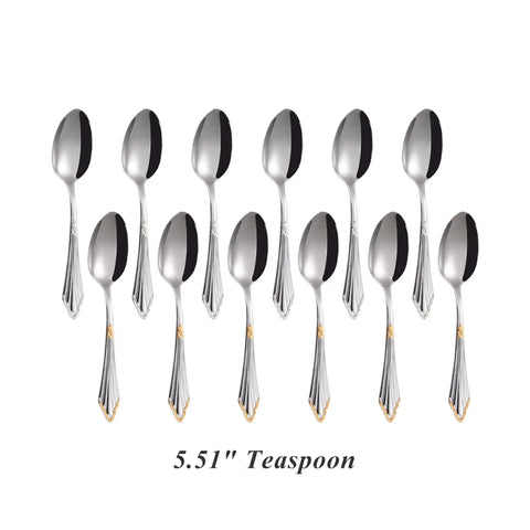 6 Pieces Teaspoons Silver Gold Dishwasher Safe 304 Stainless Steel 5.5in Teaspoon For Dessert Espresso Coffee Spoon