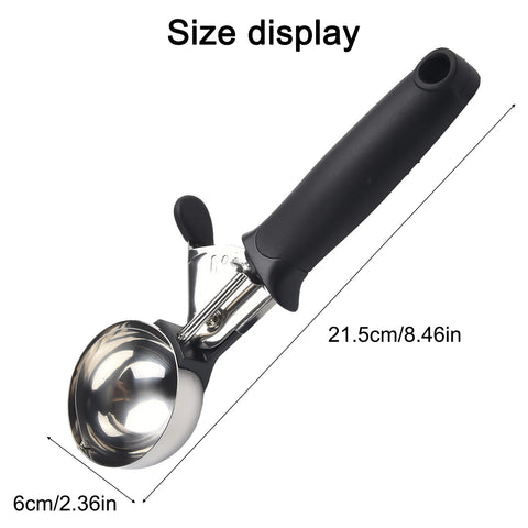 TJ POP 2.36 Inch Ice Cream Scoop Stainless Steel Ice Cream Spoon Multifunctional Fruit Watermelon Scooper Kitchen Tools Gadgets