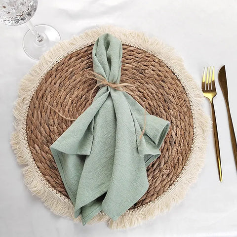 Sage Green Cloth Napkins Set of 10 Cotton Fabric Serviette Kitchen Tea Table Towels for Farmhouse Wedding Decoration - Wiktra