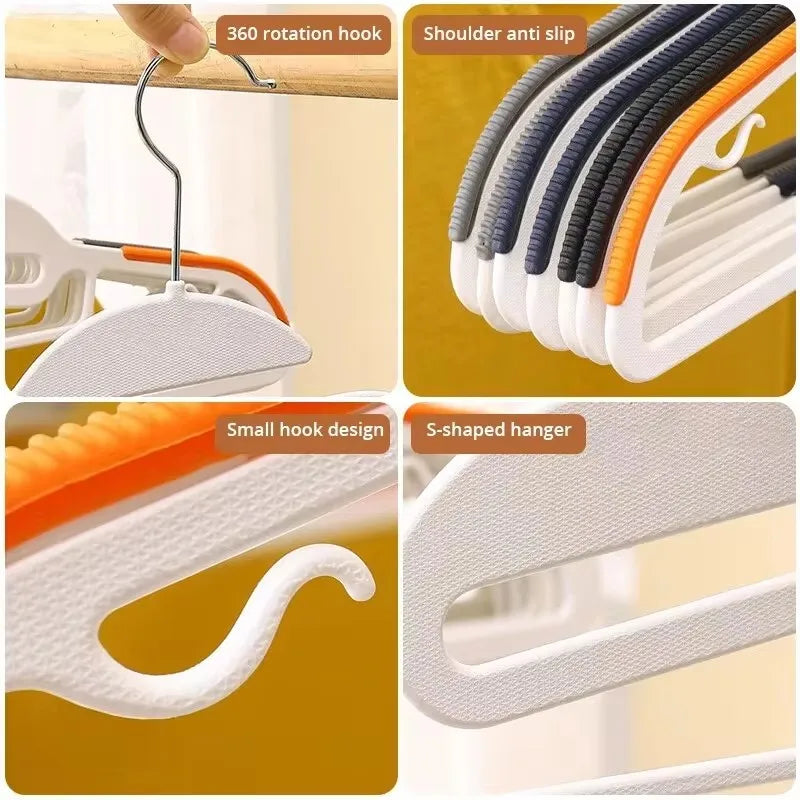 20/10Pcs Adult Anti-Slip Clothes Hangers Household Wet and Dry Wardrobe Bedroom Dormitory Clothes Hanging No Trace Drying Rack