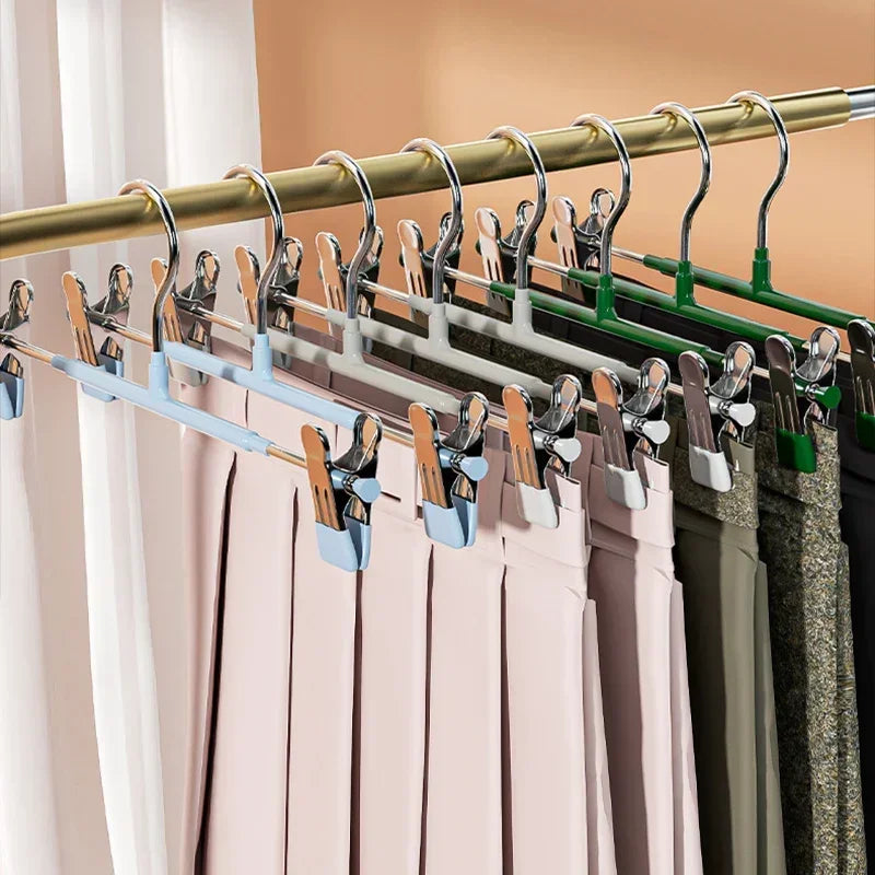 5pcs/pack Stainless Steel Pants Hangers Multifunctional Metal Hanger for Clothes Coat Non-slip Drying Hangers Closets Organizer