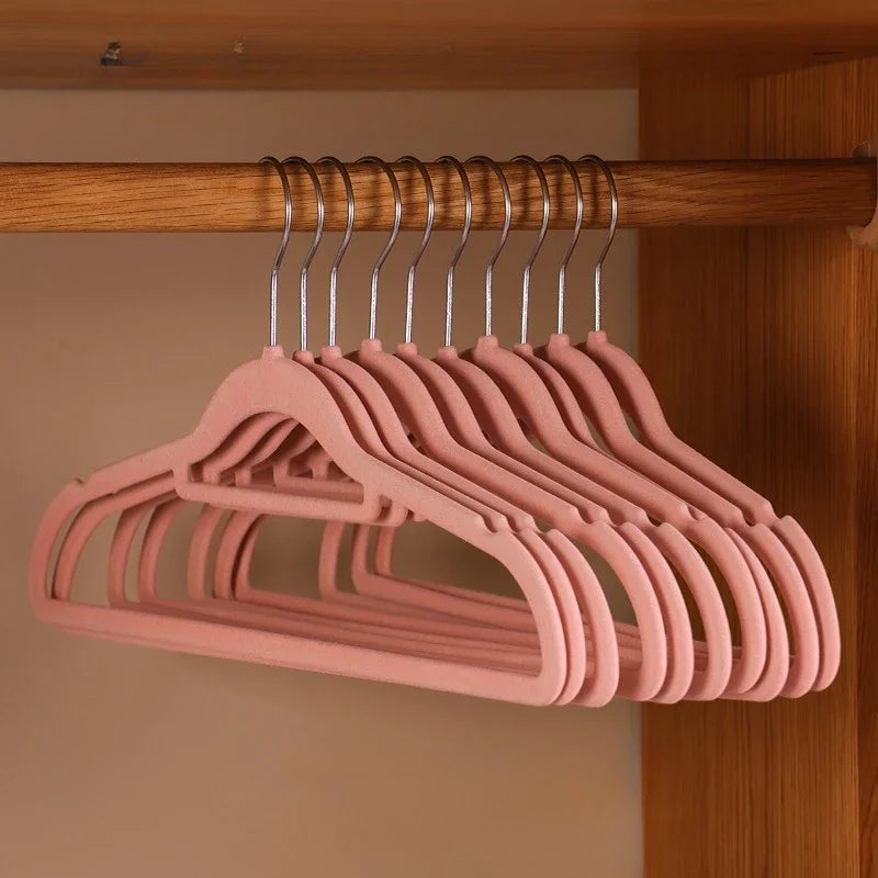 10pcs High-end Velvet Anti Slip Hangers To Save Space Wardrobe Organizer for Organizing Special Hanging Clothes for Household