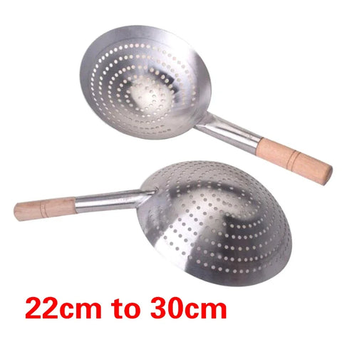 Wooden handle colander spoon cooker fried kitchen Large Big Mesh Strainer Cookware Oil Strainer Flour Sifter Colander wok