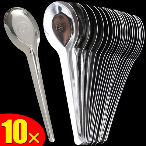 10/1PCS Stainless Steel Soup Spoon Silver Flatware Soup Rice Dinner Spoons Dessert Spoon Kitchen Tools Tableware Cooking Utensil