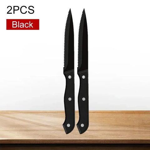 WXCOO Professional Kitchen Knives Steak Knife Set Stainless Steel Knife Serrated Beef Cleaver Restaurant Cutlery Dinner Knife