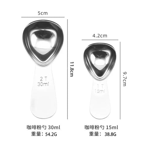 15ml/30ml Stainless Steel Coffee Spoons Coffee Measuring Scoop for Ground Beans Tea Sugar Delicate Home Barista Accessories