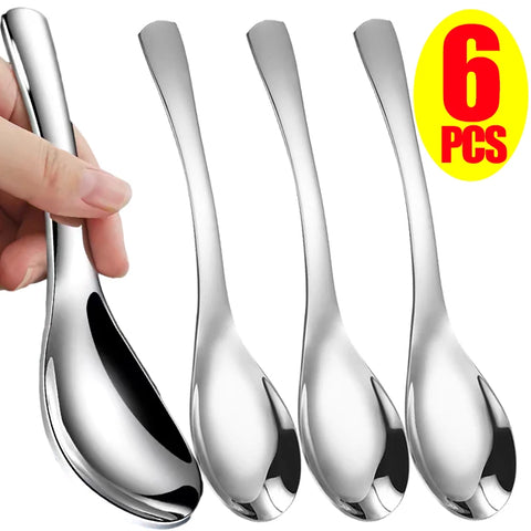 6/1Pcs Stainless Steel Spoon Thicken Soup Spoons for Hot Pot Scoops Colander Home Multipurpose Kitchen Tableware Cooking Tools