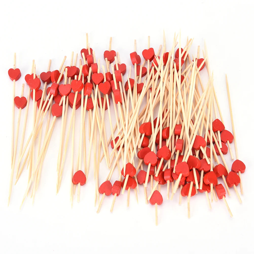 50/100Pcs Disposable Bamboo Skewers Food Cocktail Picks Buffet Fruit Cupcake Fork Sticks Party Table Decoration Supplies