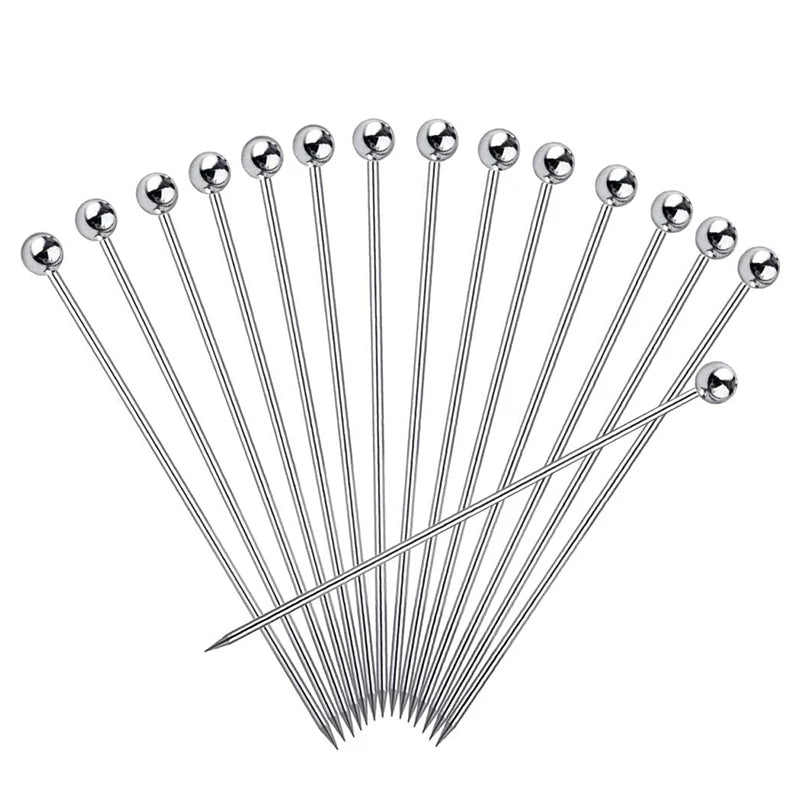 15Pcs Cocktail Picks 4 Inch Reusable Stainless Steel Martini Picks Cocktail Toothpicks for Olives Appetizers Sandwich