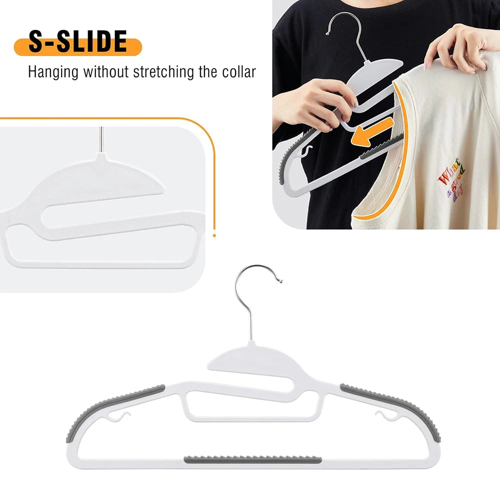 10/20/30pcs plastic coat hanger, non-slip super thin space-saving suit hanger pants hanger, sturdy and durable, with 360° hooks