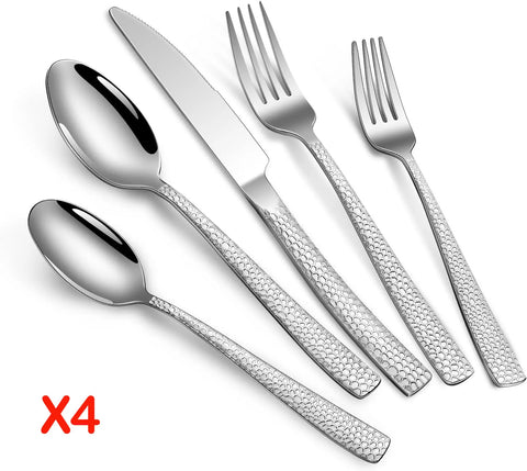 20-Piece Silverware Set Stainless Steel Flatware Sets for 4, Tableware Set, Fork Knife Spoon Set,  Dishwasher Safe