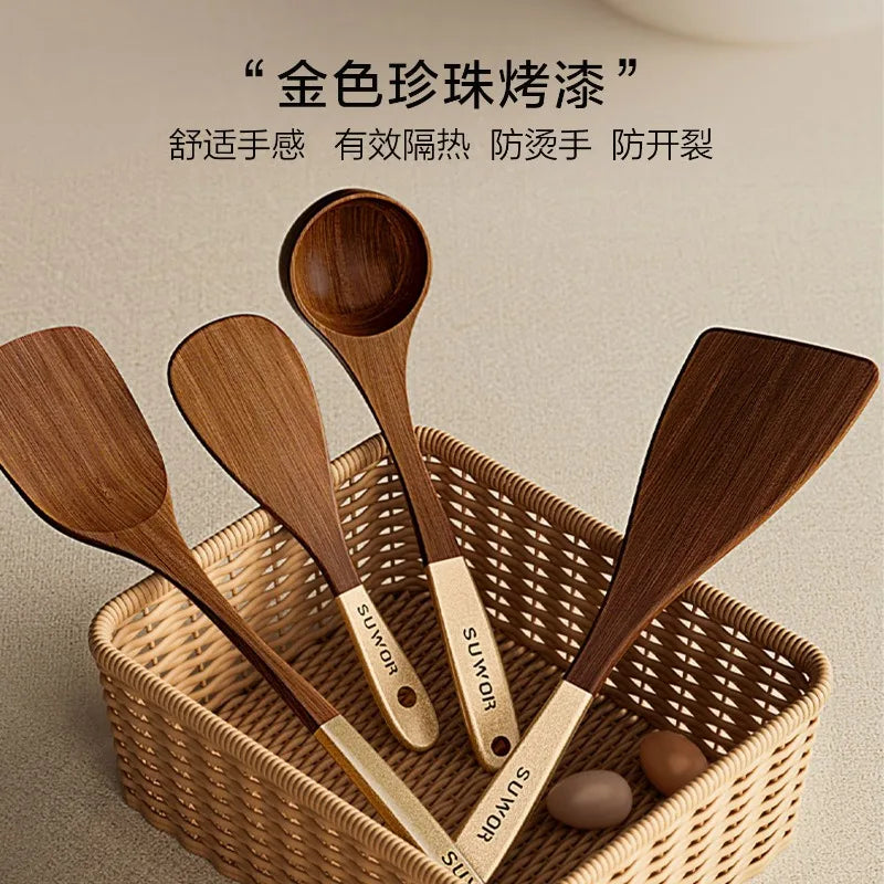Kitchen Cooking Utensils Ebony Spatula Spoon Non Stick Pan Special Stir Fry Shovel High Temperature Resistant Wooden Spatula