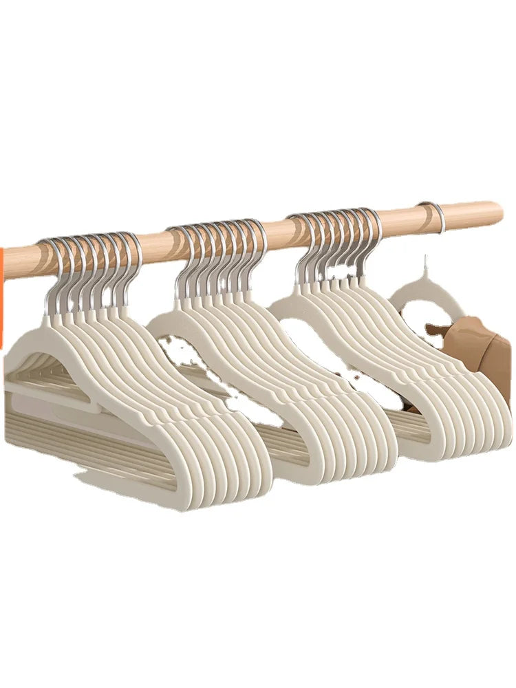 Clothes Hanger Flocking Plastic Household Seamless Non-Slip Storage Simple Applicable Wardrobe  Storage Balcony Hanging Nordic