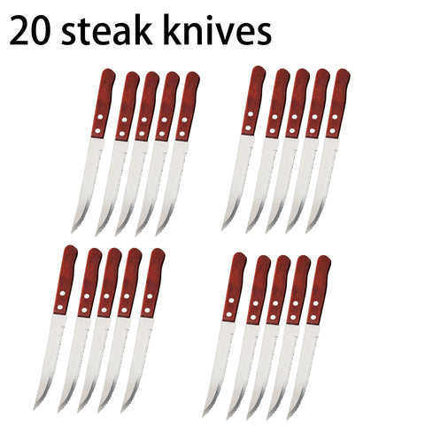 1-20 Pcs Stainless Steel Steak Knife  Wooden Handle Dinner Sharp Steak Knife Knives Set Restaurant Table Knives Dinnerware Set