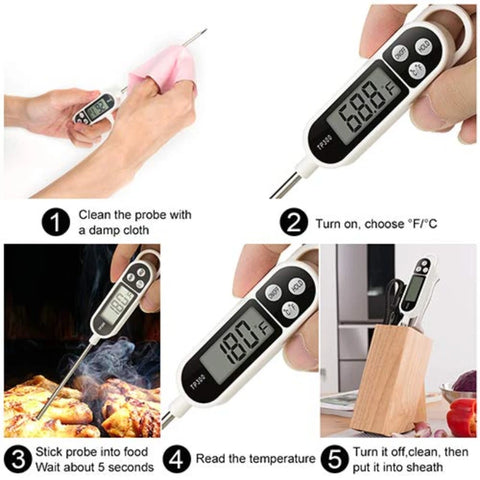 Digital Instant Read Meat Thermometer Kitchen Cooking Food Candy Thermometer for Oil Deep Fry BBQ Grill Baking Thermometer